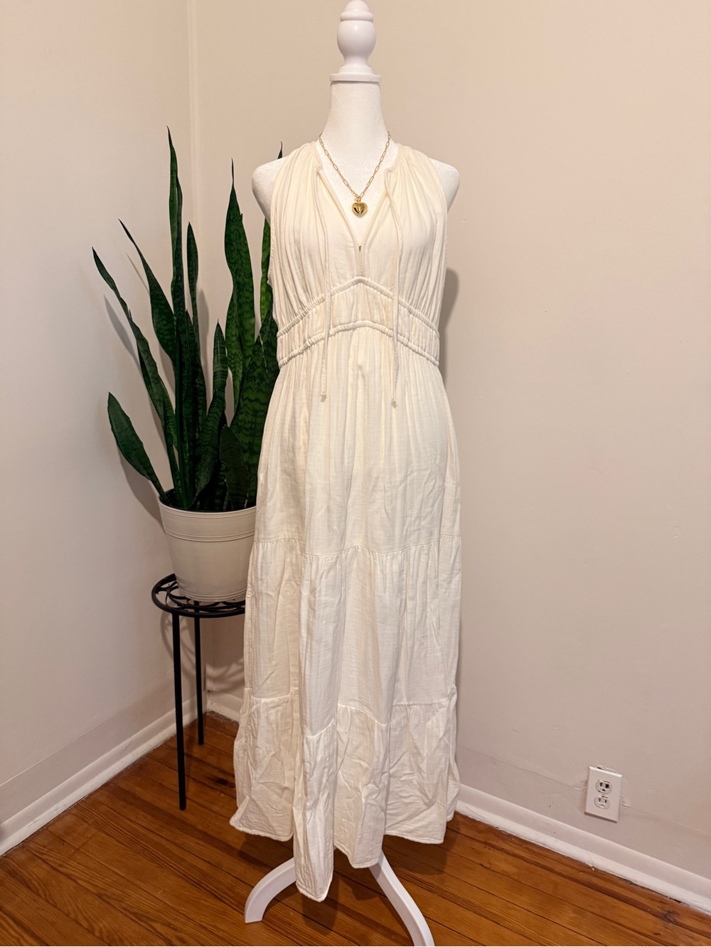 Old Navy | Cream Halter Tiered Maxi Dress